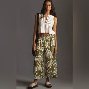 By Anthropologie linen somerset printed pants, XS